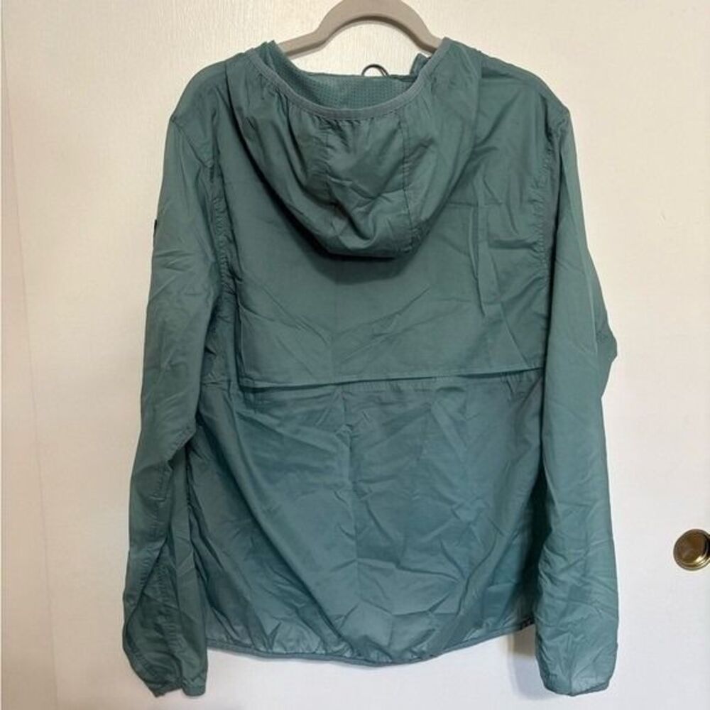Alo Yoga Teal Blue Green Lightweight Hooded Windbreaker Full Zip Jacket L - Picture 2 of 9
